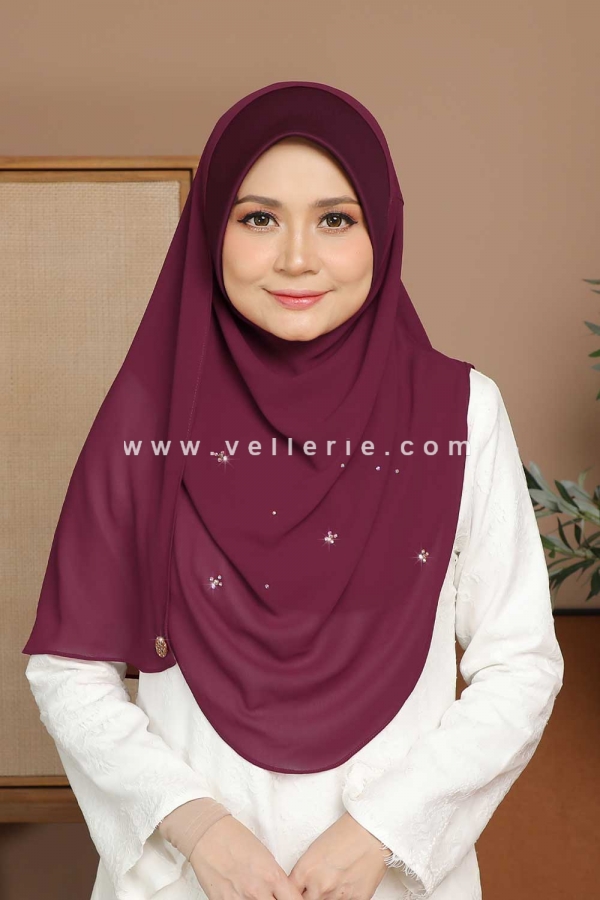 Tudung Instant Jasmeen Luxe - JLX06 Maroon